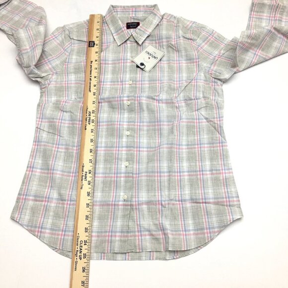 UNTUCKit Women's Chasseles Grey Pink Blue Plaid Shirt Button Up Long Sleeves 6 - Picture 6 of 9